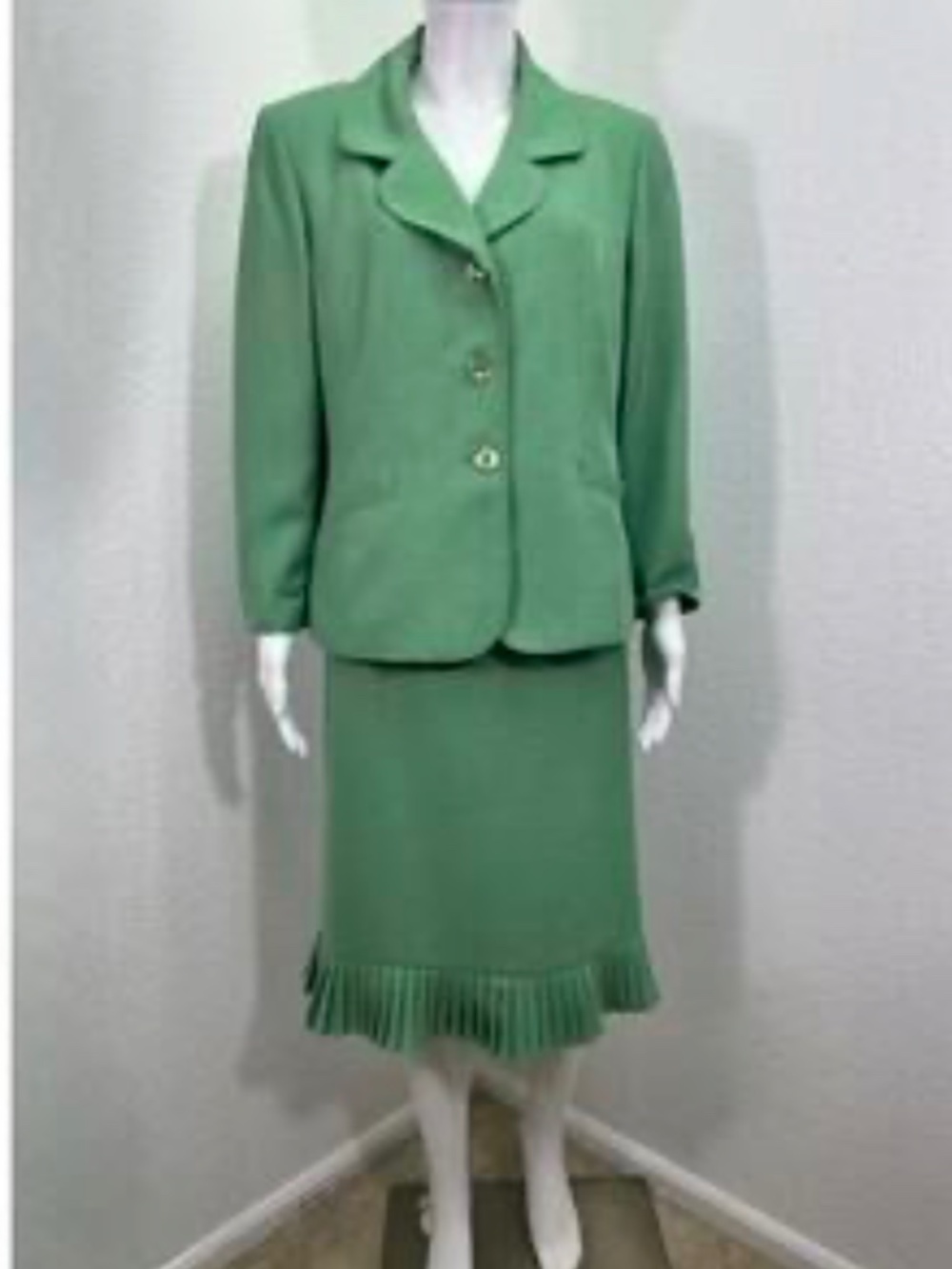 LE SUIT Women’s 3-Pc Green Blazer, Skirt & Matching Scarf Sz-18 NWT $200